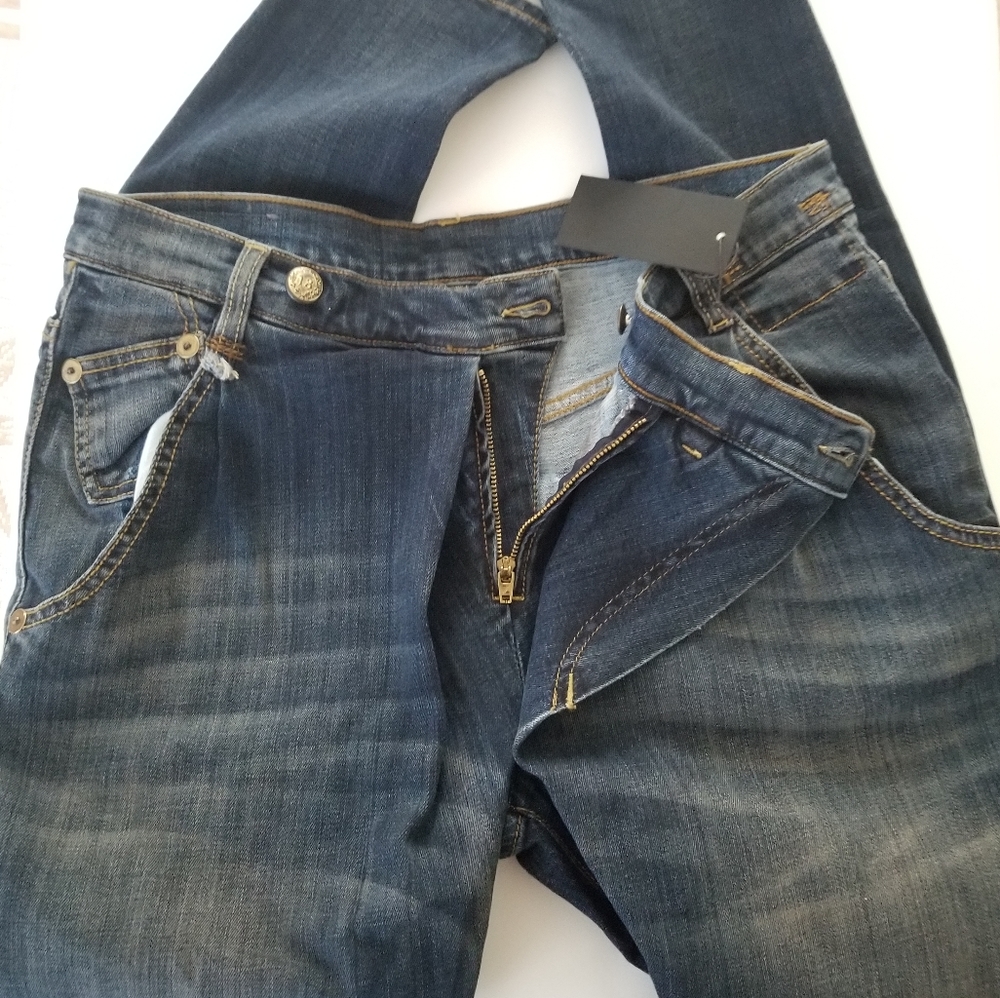 R13 Mid Rise Tapered Leg Jeans Size 28 Mid Wash Blue - Picture 10 of 13
